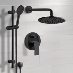 Matte Black Rain Shower System with Handheld, Rain Shower Head, Shower Faucet Set